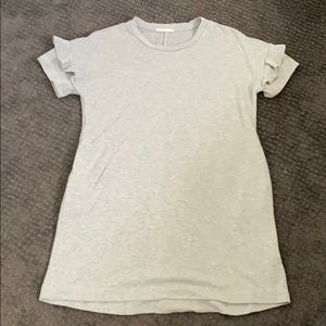 Ruffle sleeve shirt dress with pockets